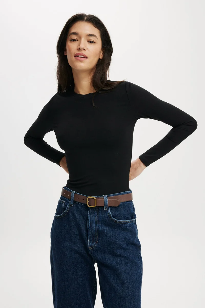 كوتون اون قميص بأكمام طويلة طاقم طوال اليوم